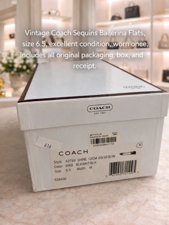 Coach Black/Grey Signature C Canvas & Sequins Ballet Flats Vintage 2009 6.5 EUC - Picture 8 of 12